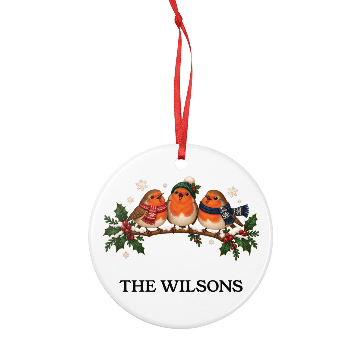 Personalised Family Robin Christmas Ornament | Ceramic Tree Decoration | Banterpip