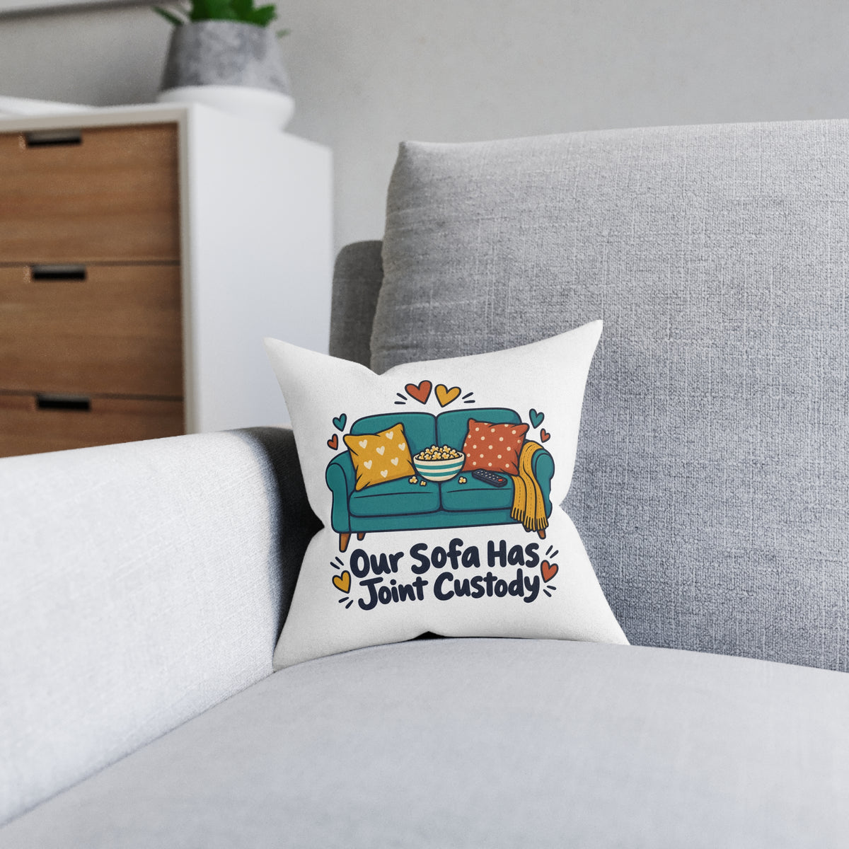 Our Sofa Has Joint Custody | Partner Humour Cushion Gift | Banterpip