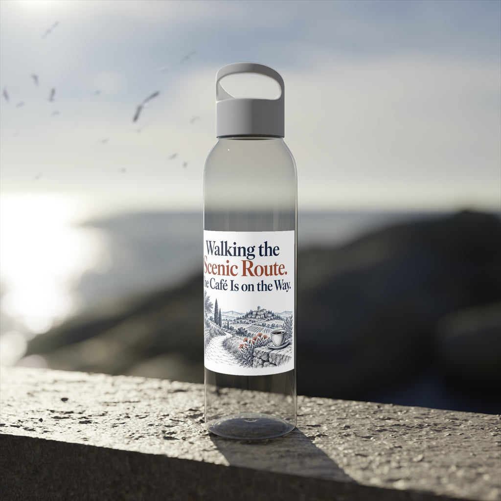 Walking Water Bottle, Scenic Route Cafe Stop, Funny Adult Hiking Gift, 650ml