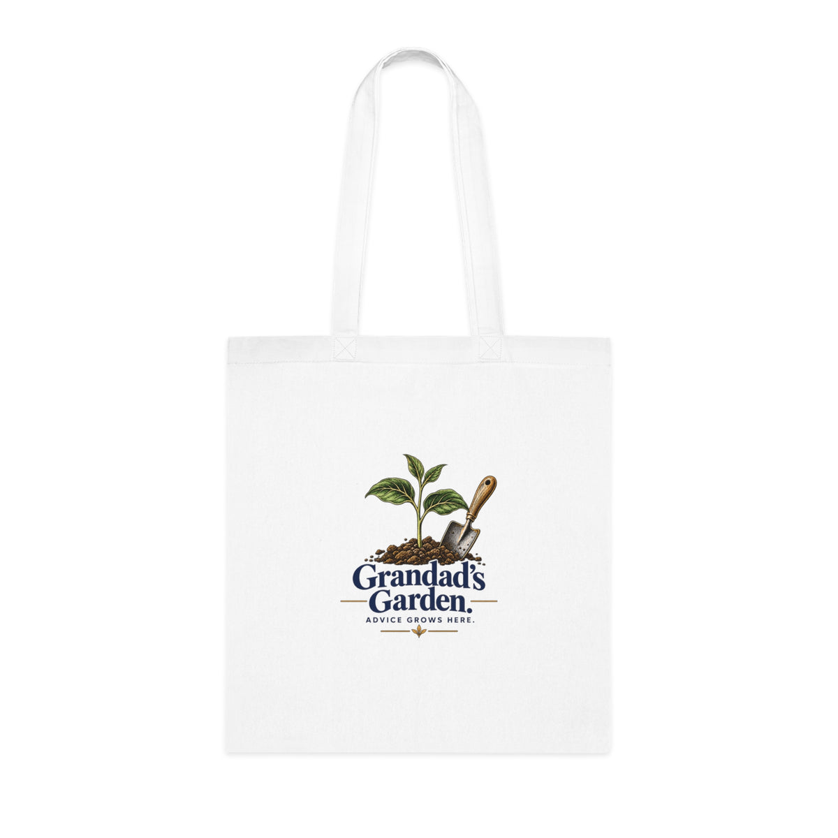 Grandad Gardening Tote Bag, Advice Grows Here, White Cotton Grandfather Gift
