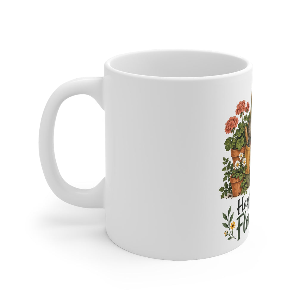 Happiest by the Flowerbeds | Funny Gardening Mug | Banterpip