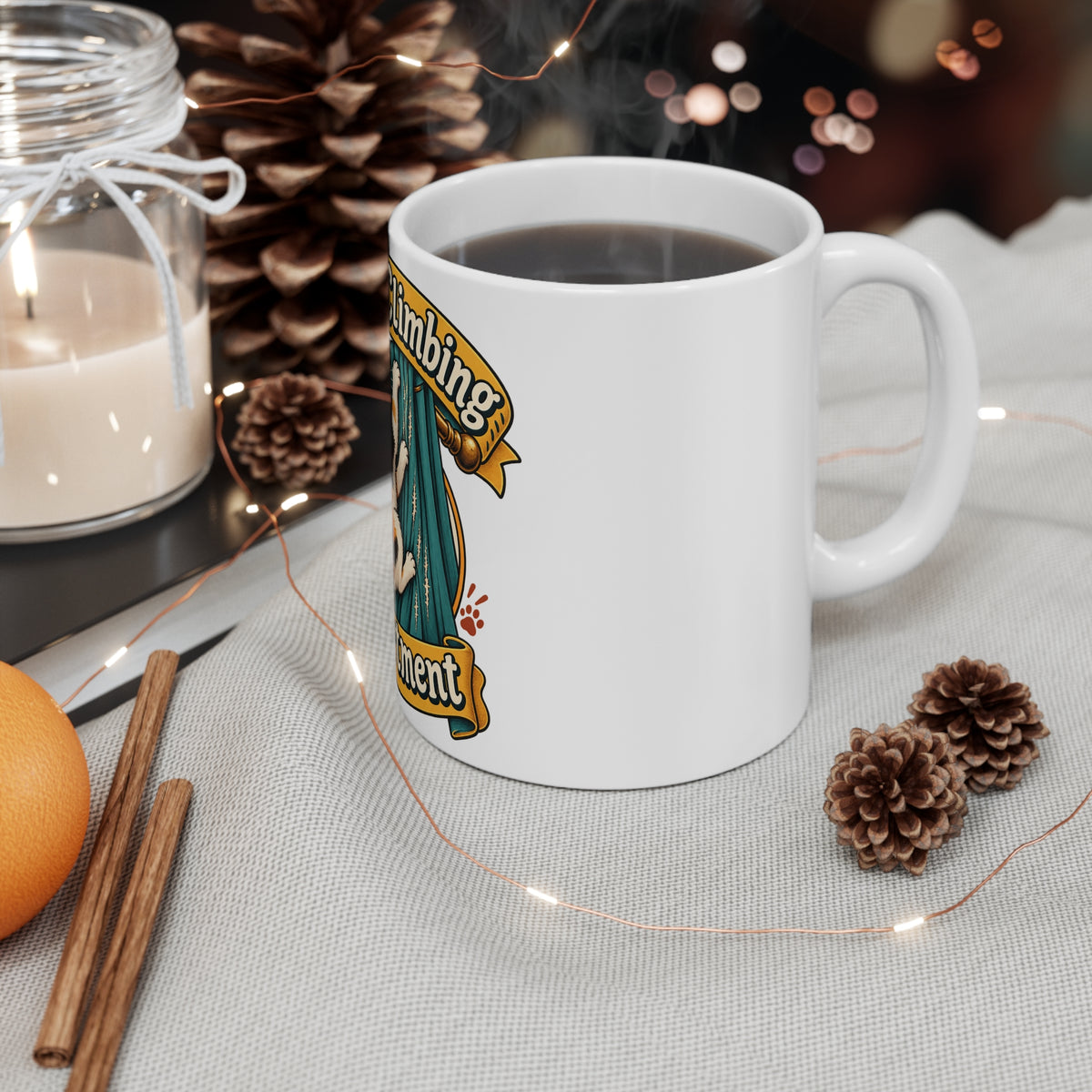 Curtain Climbing Department | Funny Cat Owner Mug | Banterpip