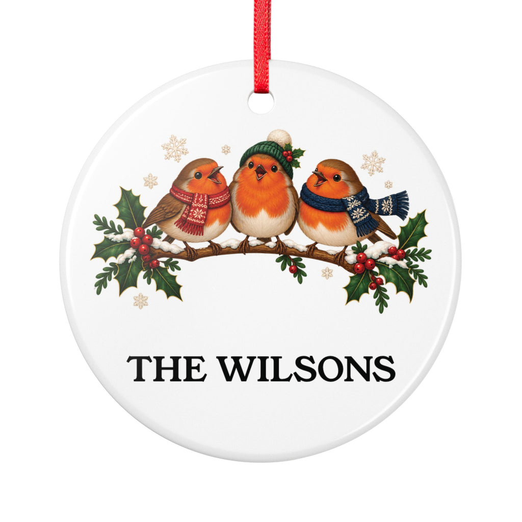 Personalised Family Robin Christmas Ornament | Ceramic Tree Decoration | Banterpip