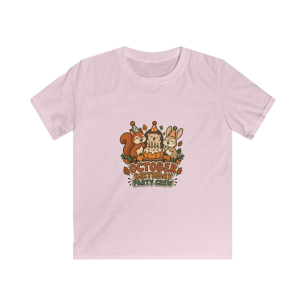 October Birthday Party Crew | Woodland Animals Kids T-Shirt | Banterpip