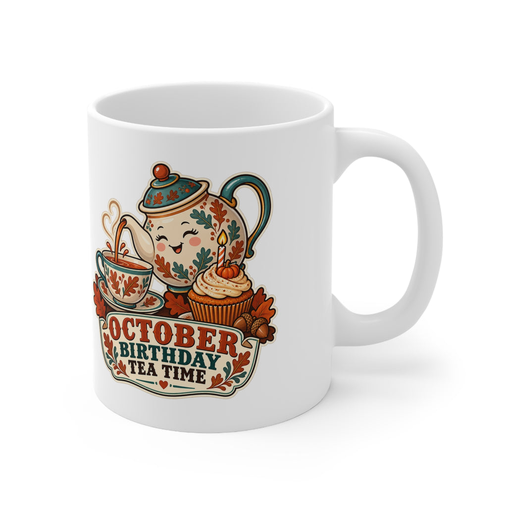 October Birthday Tea Time | Autumn Birthday Mug | Banterpip
