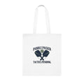 Funny Pickleball Tote Bag, Paddle Packed Tactics Pending, White Cotton Adult Gift