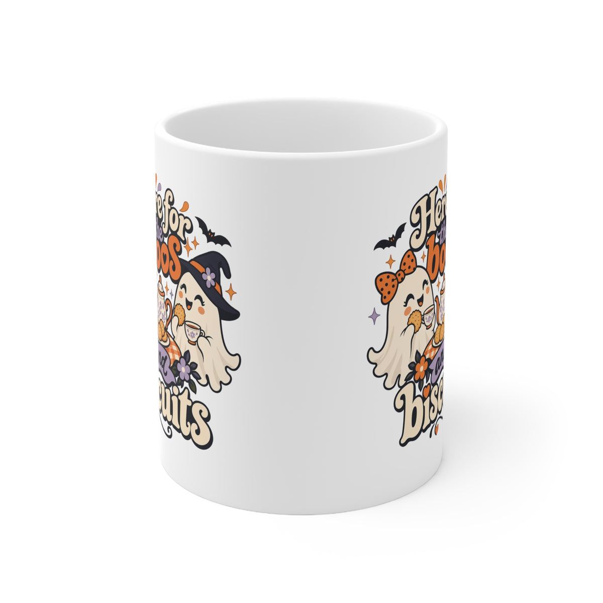 Here for the Boos and Biscuits Mug | Cute Halloween Ghost Tea Gift | Banterpip