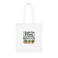 Cotton Tote Bag, Funny Plant Shopping Design, White