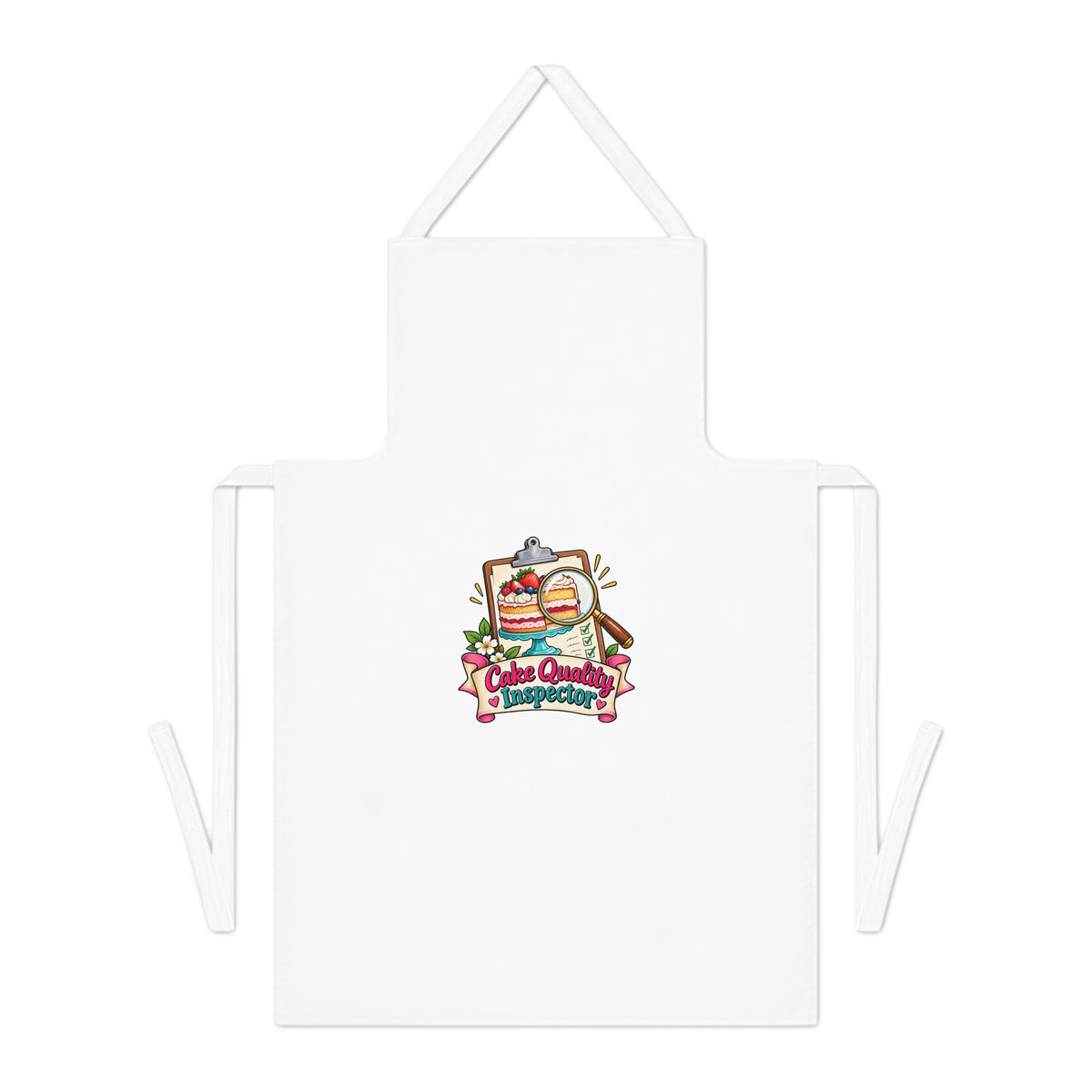 Baking Apron, Cake Quality Inspector, White