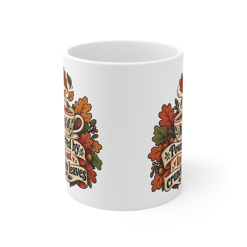 Powered by Tea and Crunchy Leaves Mug | Cosy Autumn Gift | Banterpip