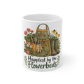 Happiest by the Flowerbeds | Funny Gardening Mug | Banterpip
