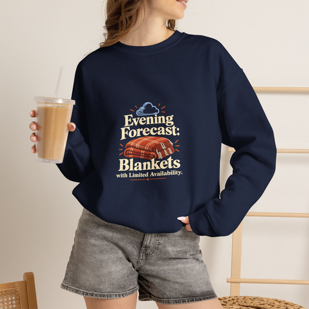 Funny Evening Forecast Sweatshirt, Blankets Limited Availability, Adult Cosy Gift, Navy or Forest Green