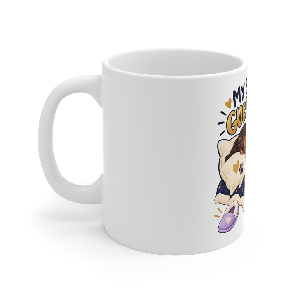 My Bed Has a Guest Policy | Funny Dog Owner Mug | Banterpip