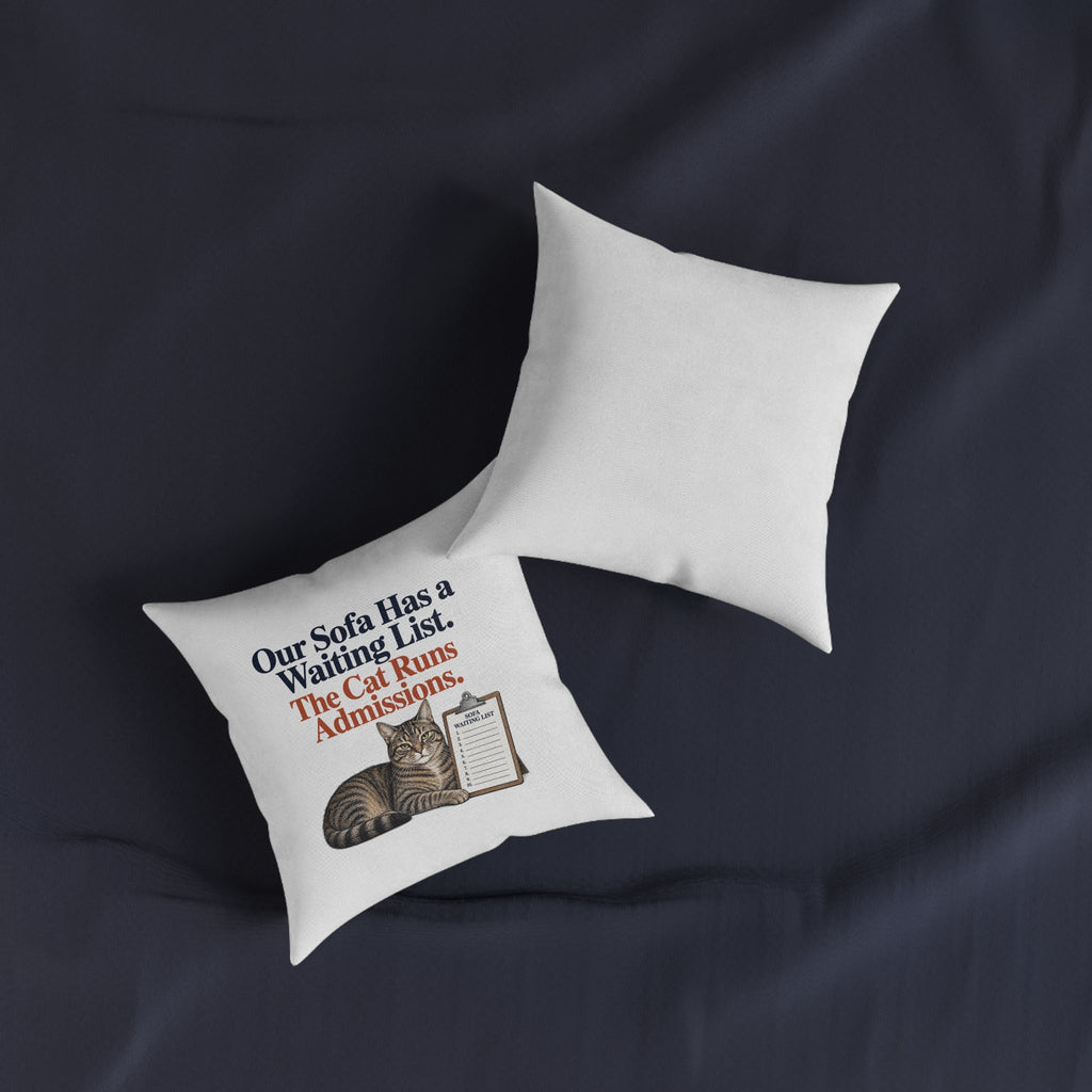 Funny Cat Sofa Cushion, Waiting List Admissions, 12 inch Cat Lover Home Gift