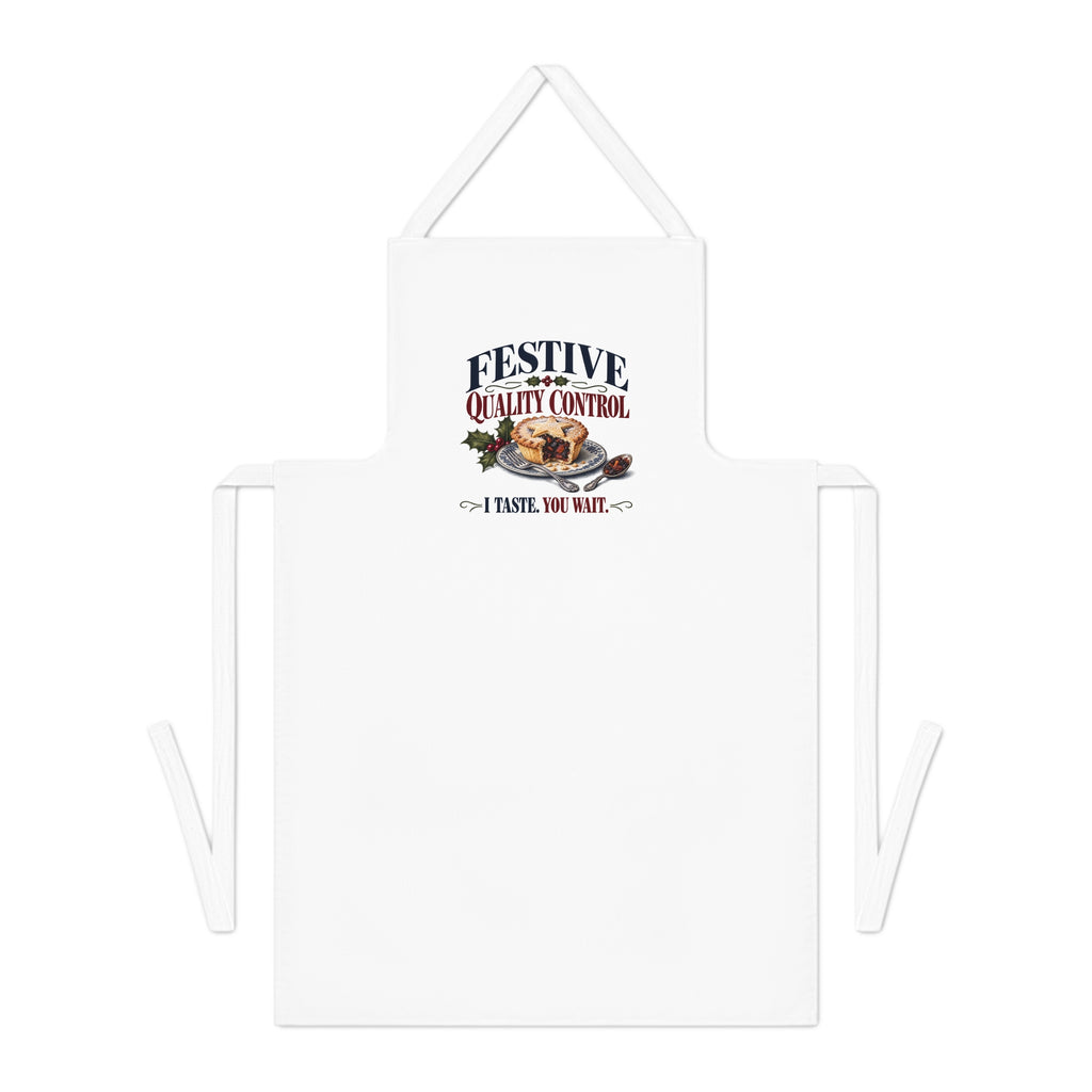 Funny Christmas Baking Apron, Festive Quality Control, Adult White Cook Gift