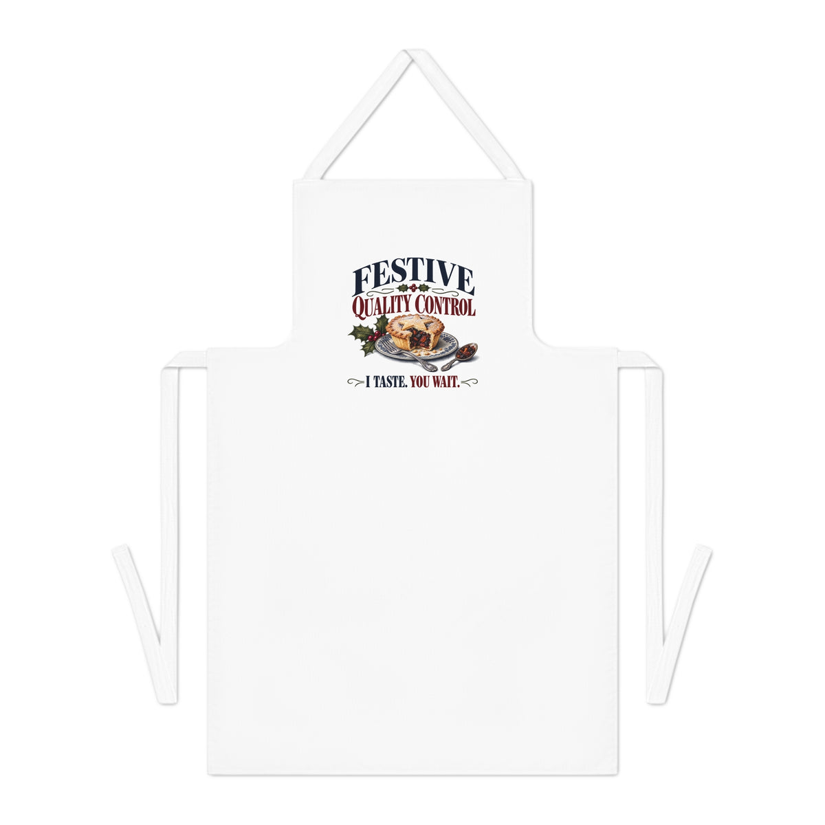 Funny Christmas Baking Apron, Festive Quality Control, Adult White Cook Gift