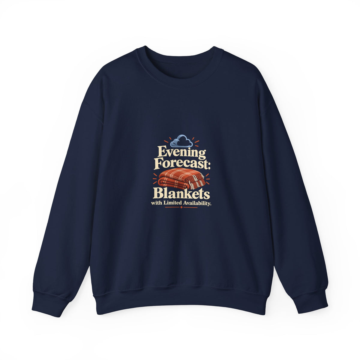 Funny Evening Forecast Sweatshirt, Blankets Limited Availability, Adult Cosy Gift, Navy or Forest Green
