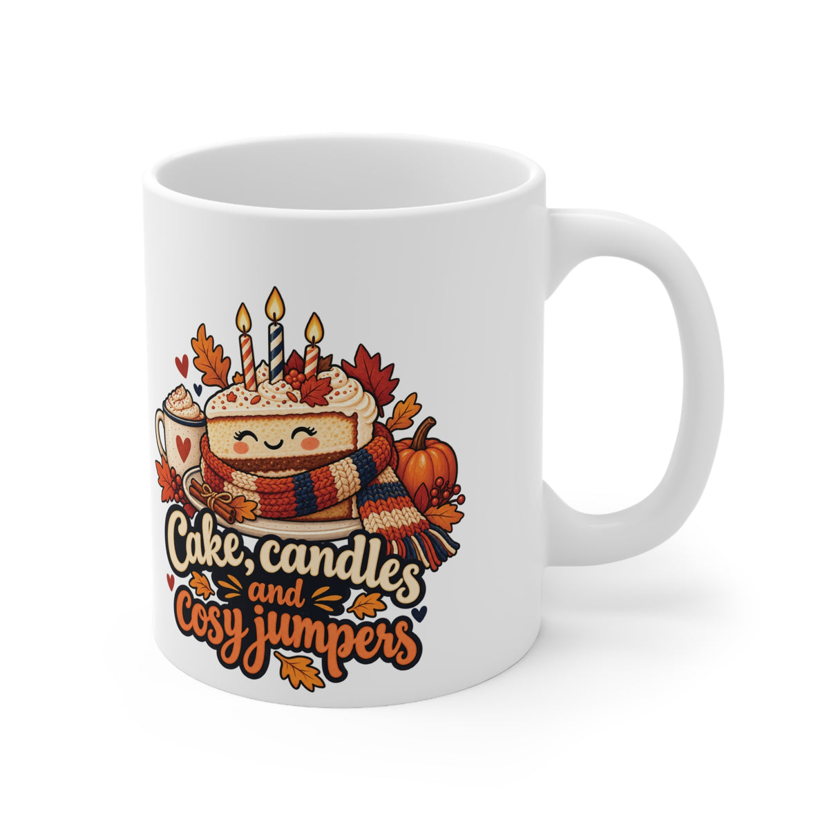 Cake Candles and Cosy Jumpers Mug | Autumn Birthday Gift | Banterpip