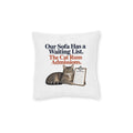 Funny Cat Sofa Cushion, Waiting List Admissions, 12 inch Cat Lover Home Gift