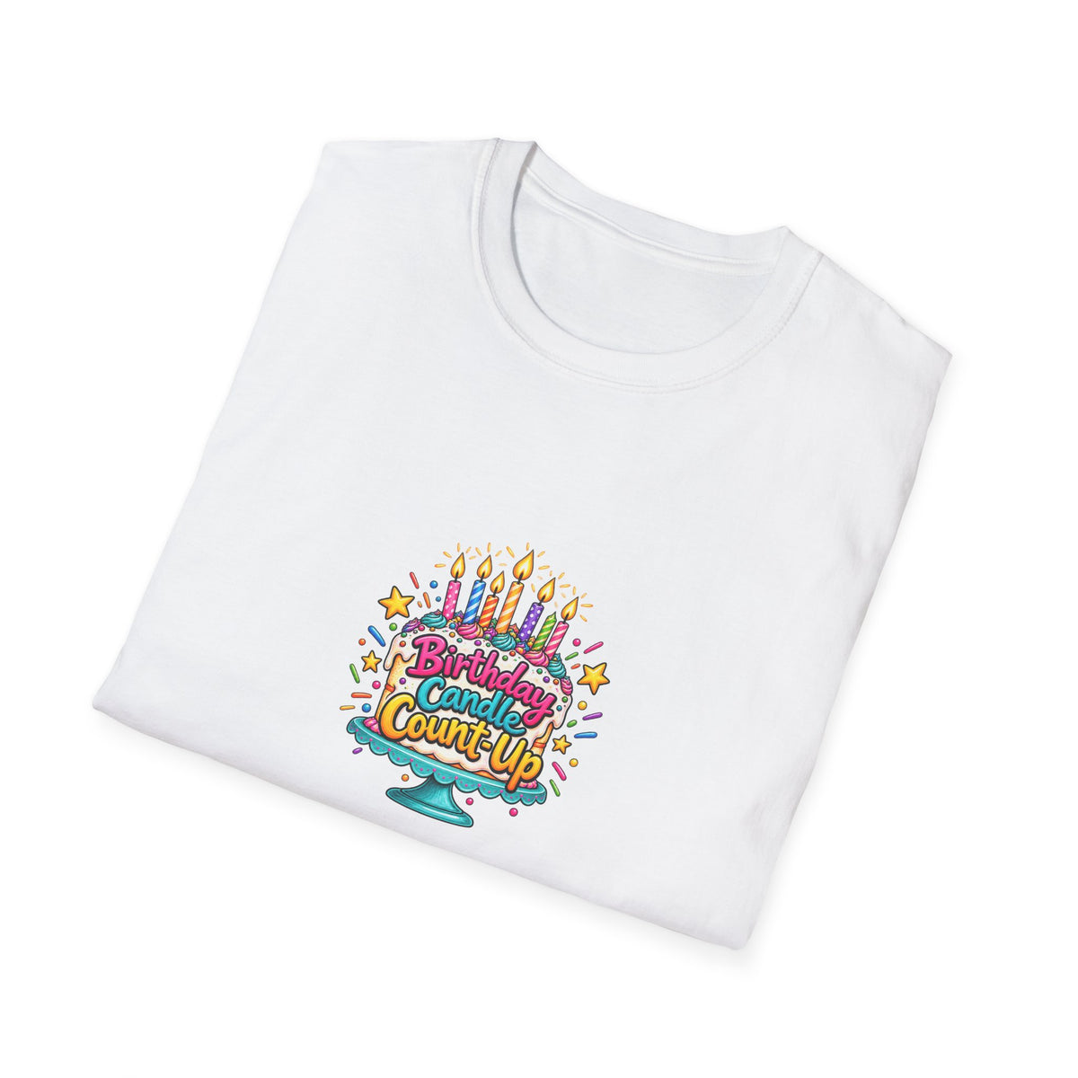 Birthday Candle Count-Up | Birthdays T-Shirt Gift, White or Light Blue