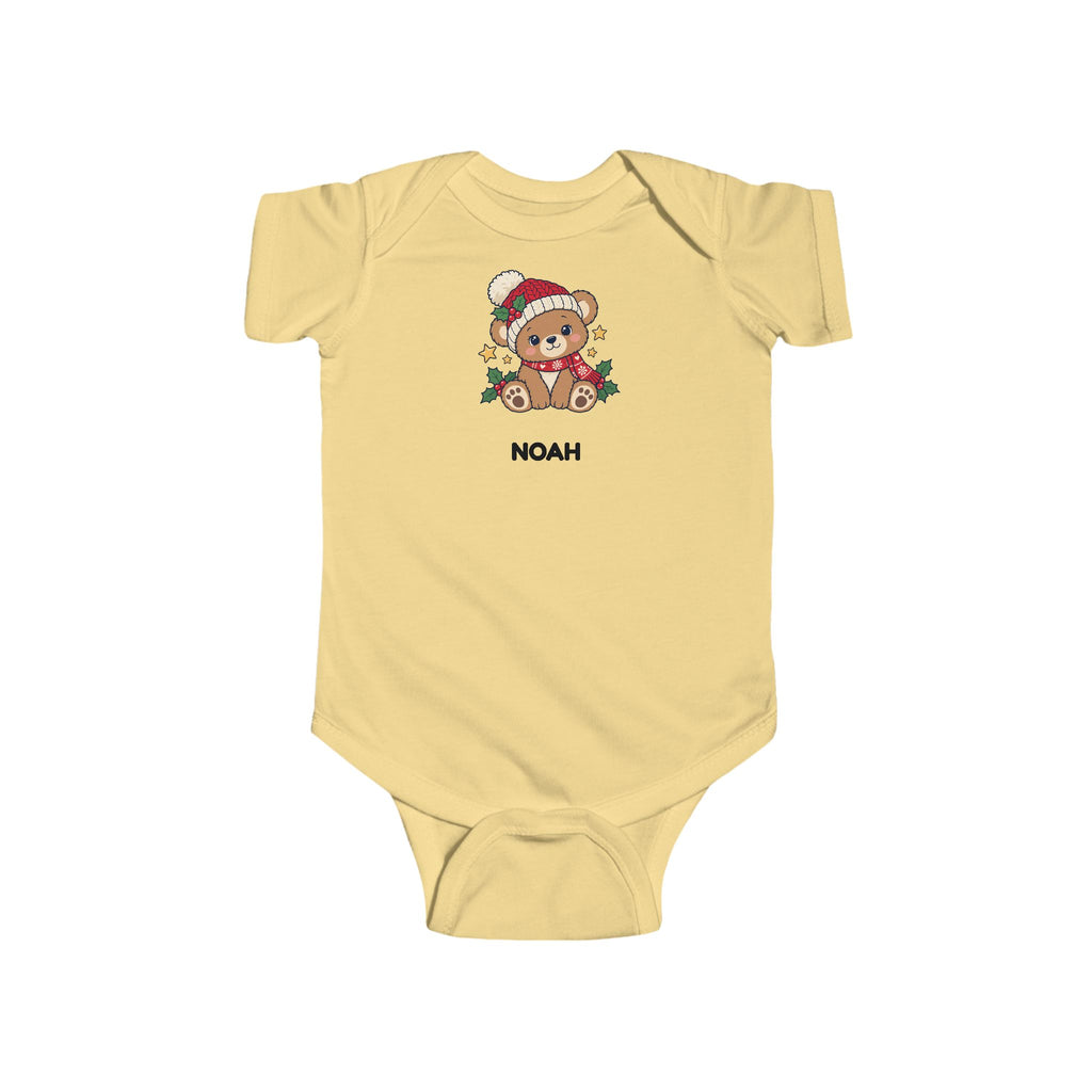 Personalised Christmas Bear Baby Bodysuit | Custom Name Festive Gift | Banterpip