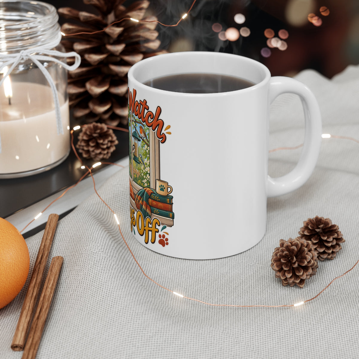 Window Watch, No Days Off | Funny Cat Owner Mug | Banterpip