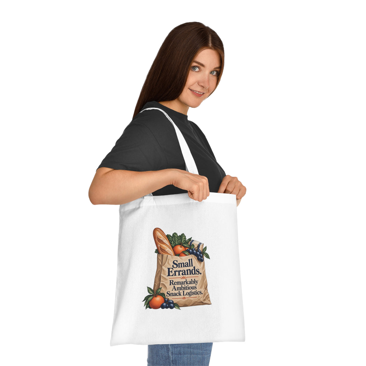 Funny Snack Logistics Tote Bag, Small Errands, White Cotton Shopping Gift