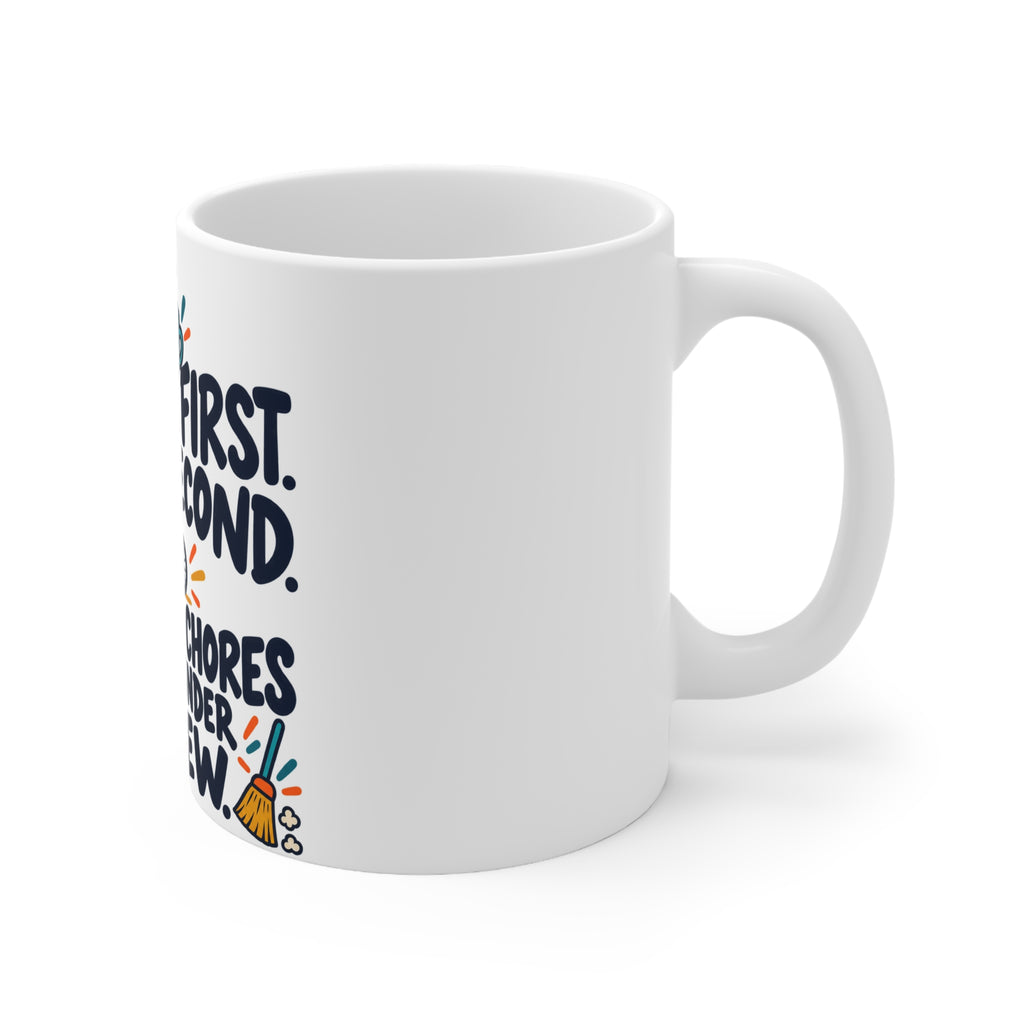 Coffee First. Pedals Second. Household Chores Remain Under Review. | Funny Cycling Mug | Banterpip