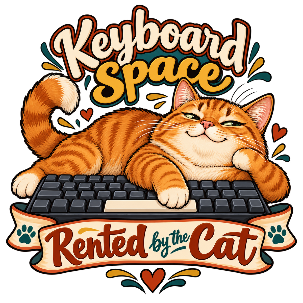 Keyboard Space Rented by the Cat | Cat Owners Art Print Gift | Banterpip