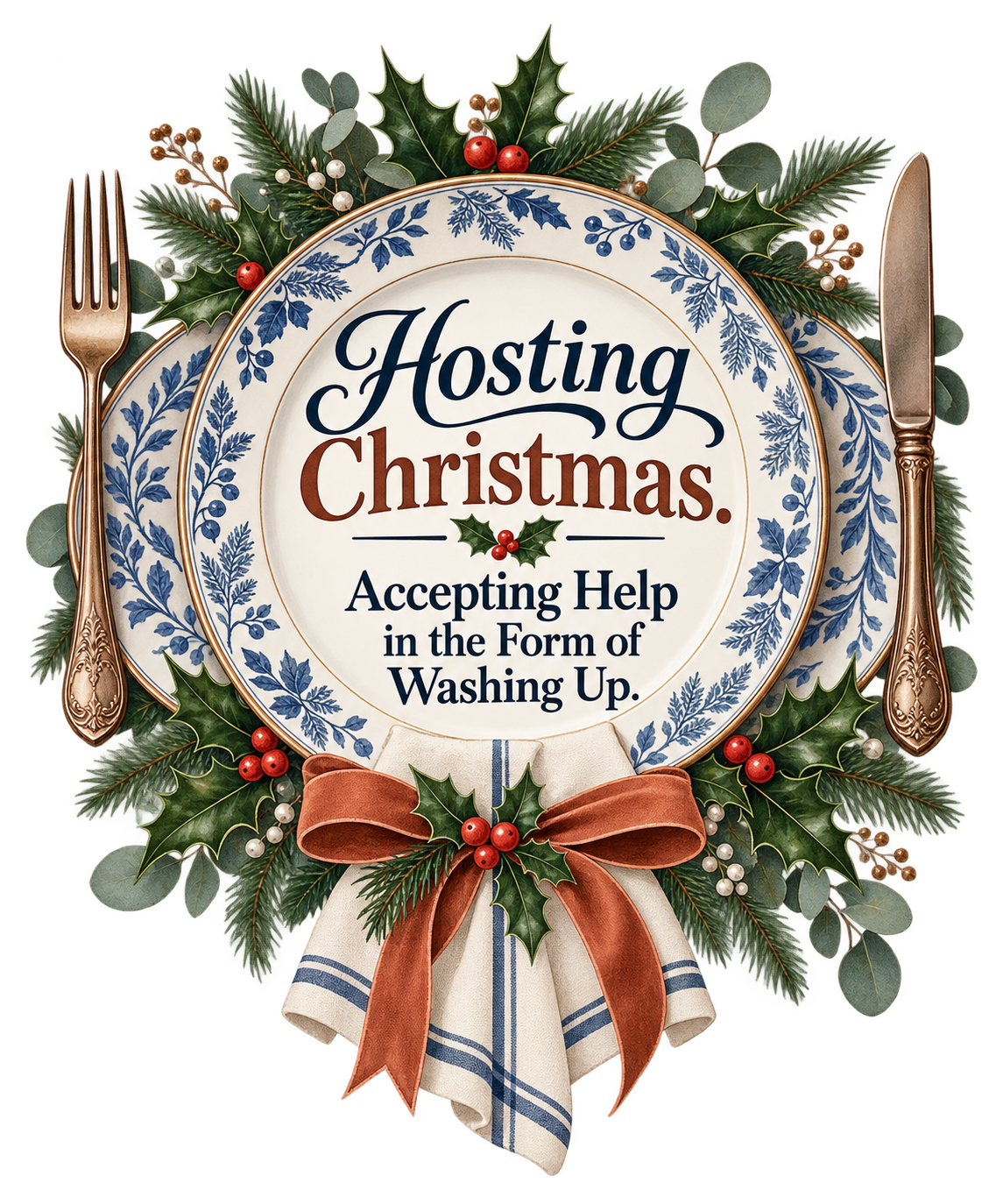 Funny Christmas Hosting Apron, Washing Up Help, Adult Cook Gift