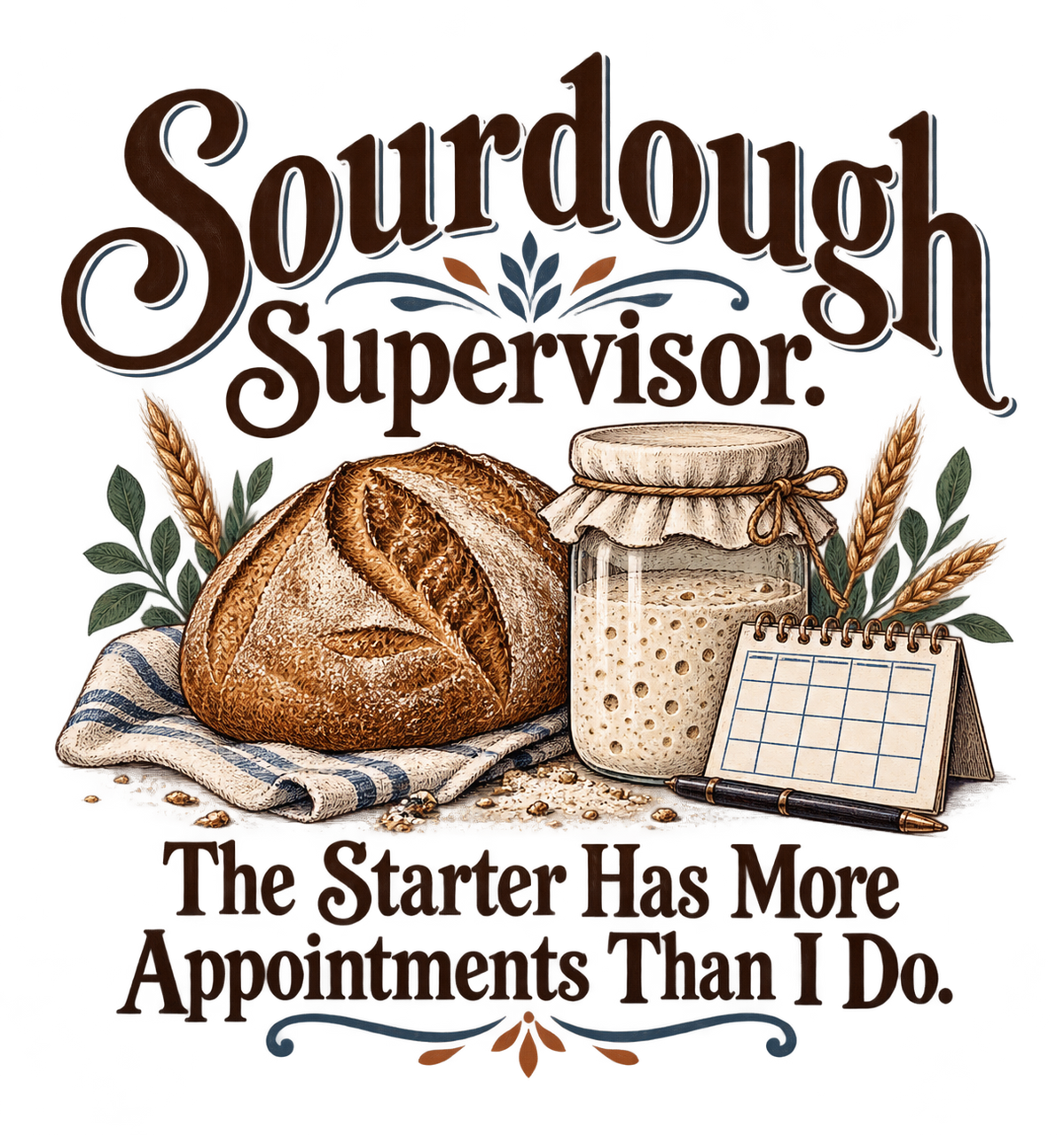 Funny Sourdough Supervisor Apron, Bread Baker Gift, Adult Kitchen Humour