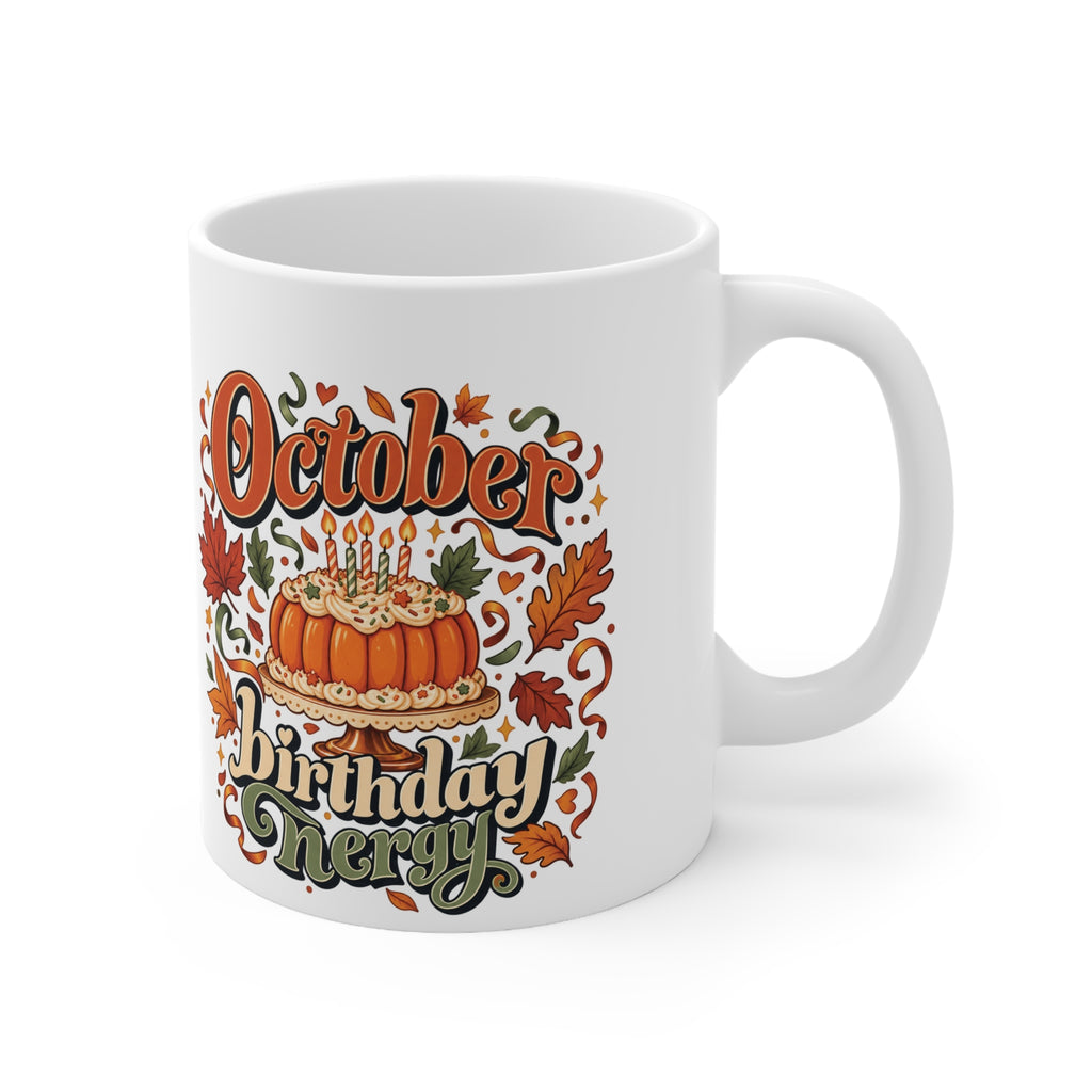 October Birthday Energy Mug | Autumn Pumpkin Cake Gift | Banterpip