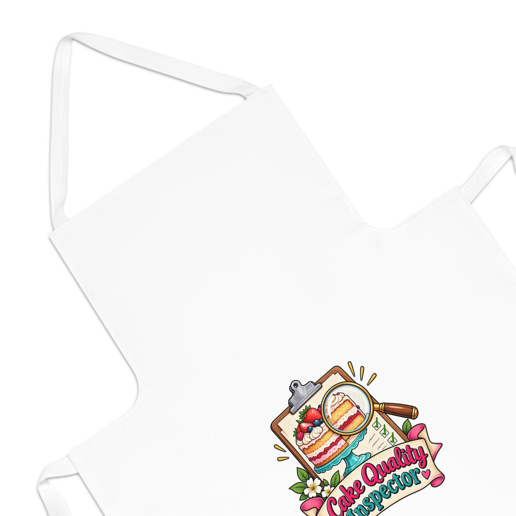 Baking Apron, Cake Quality Inspector, White