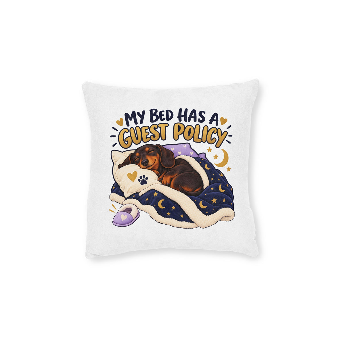 Dog Lover Cushion, My Bed Has a Guest Policy, 12 Inches