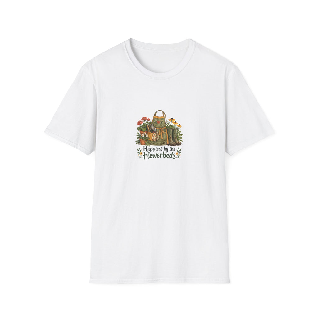 Happiest by the Flowerbeds | Gardening T-Shirt Gift | Banterpip