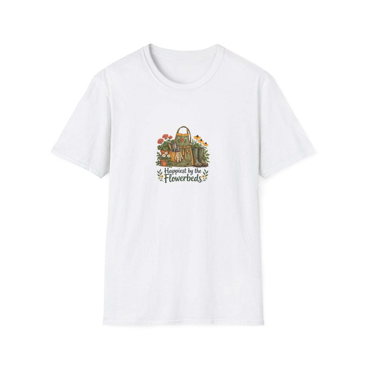 Happiest by the Flowerbeds | Gardening T-Shirt Gift | Banterpip