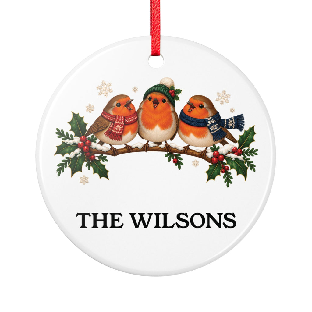 Personalised Family Robin Christmas Ornament | Ceramic Tree Decoration | Banterpip