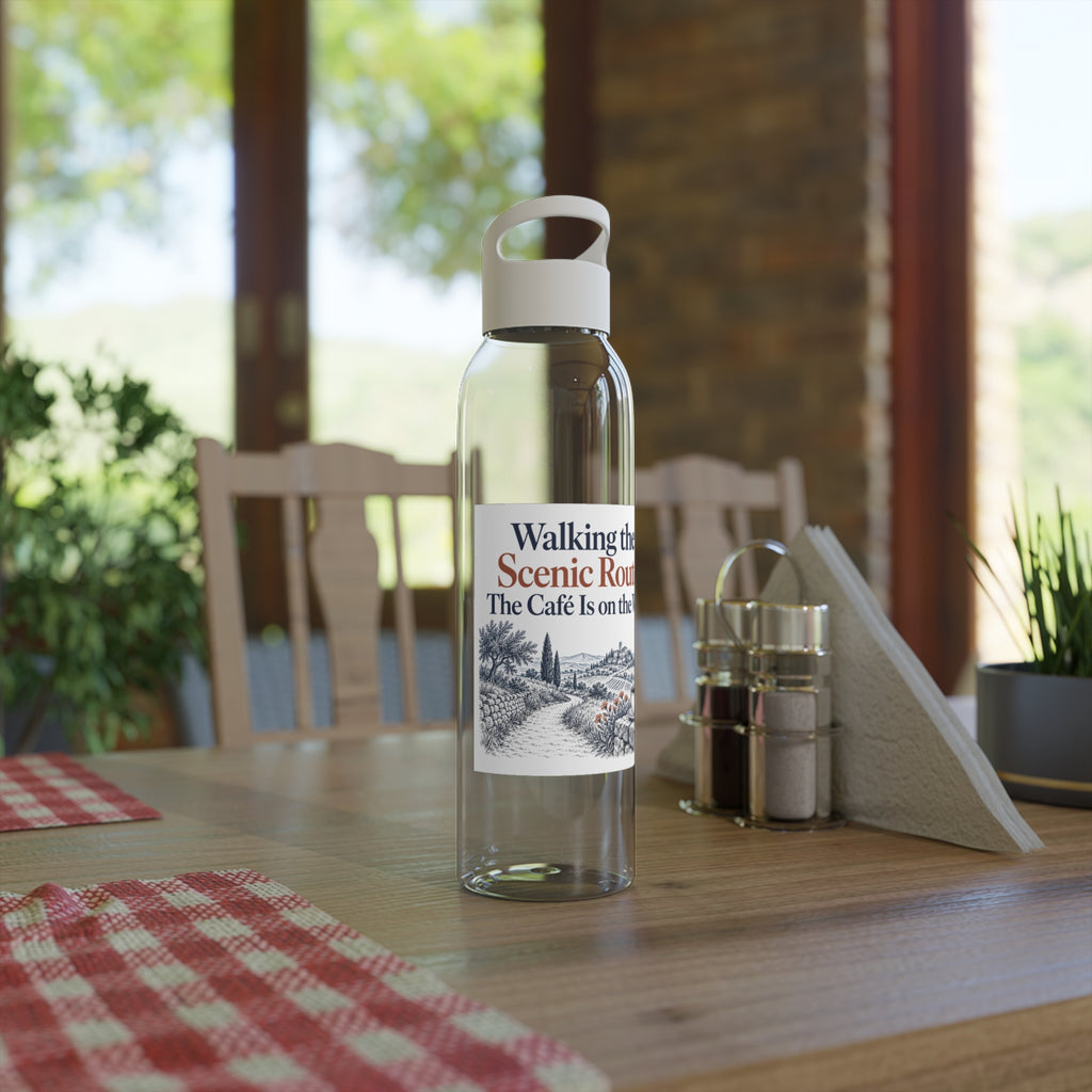 Walking Water Bottle, Scenic Route Cafe Stop, Funny Adult Hiking Gift, 650ml