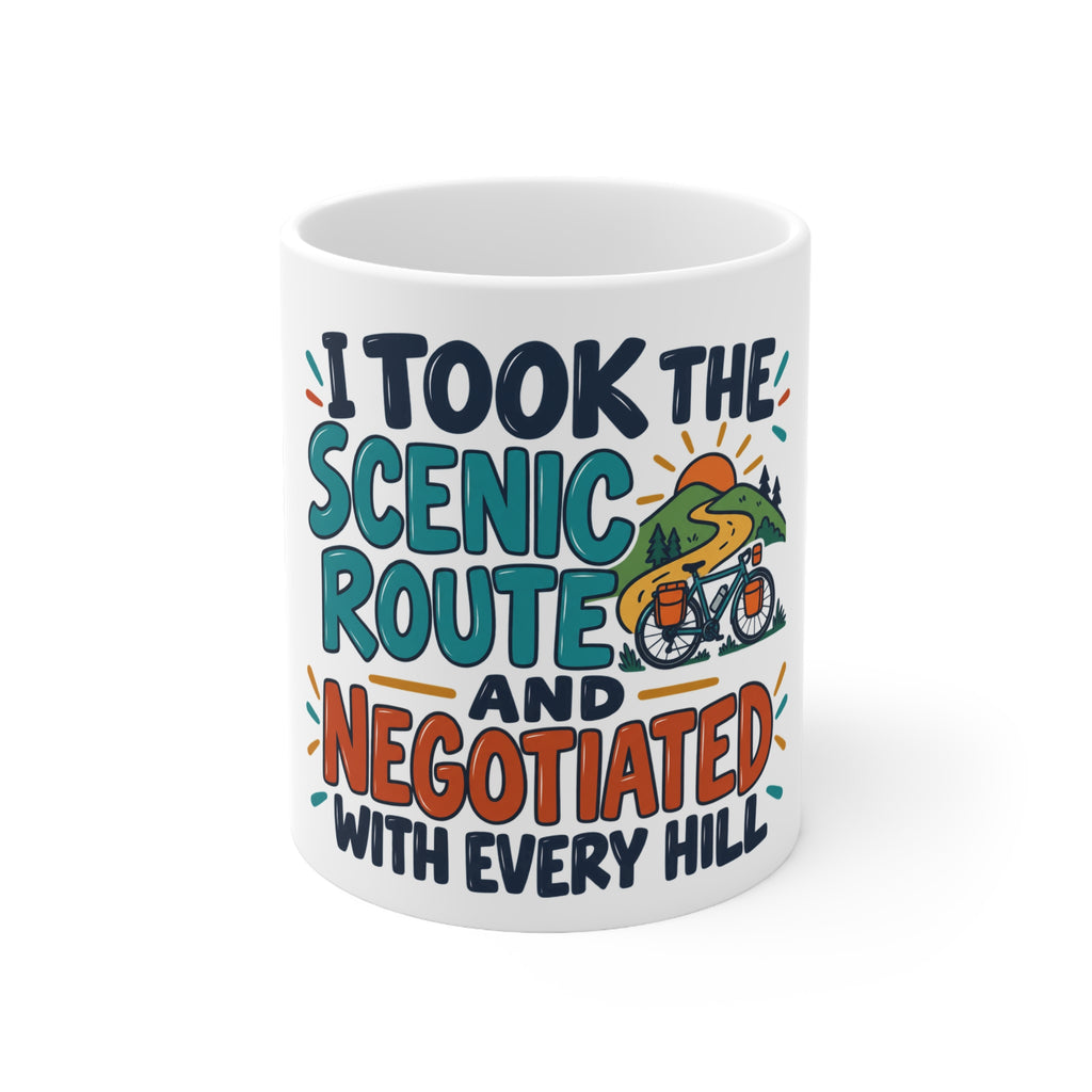 I Took the Scenic Route and Negotiated With Every Hill | Funny Cycling Mug | Banterpip