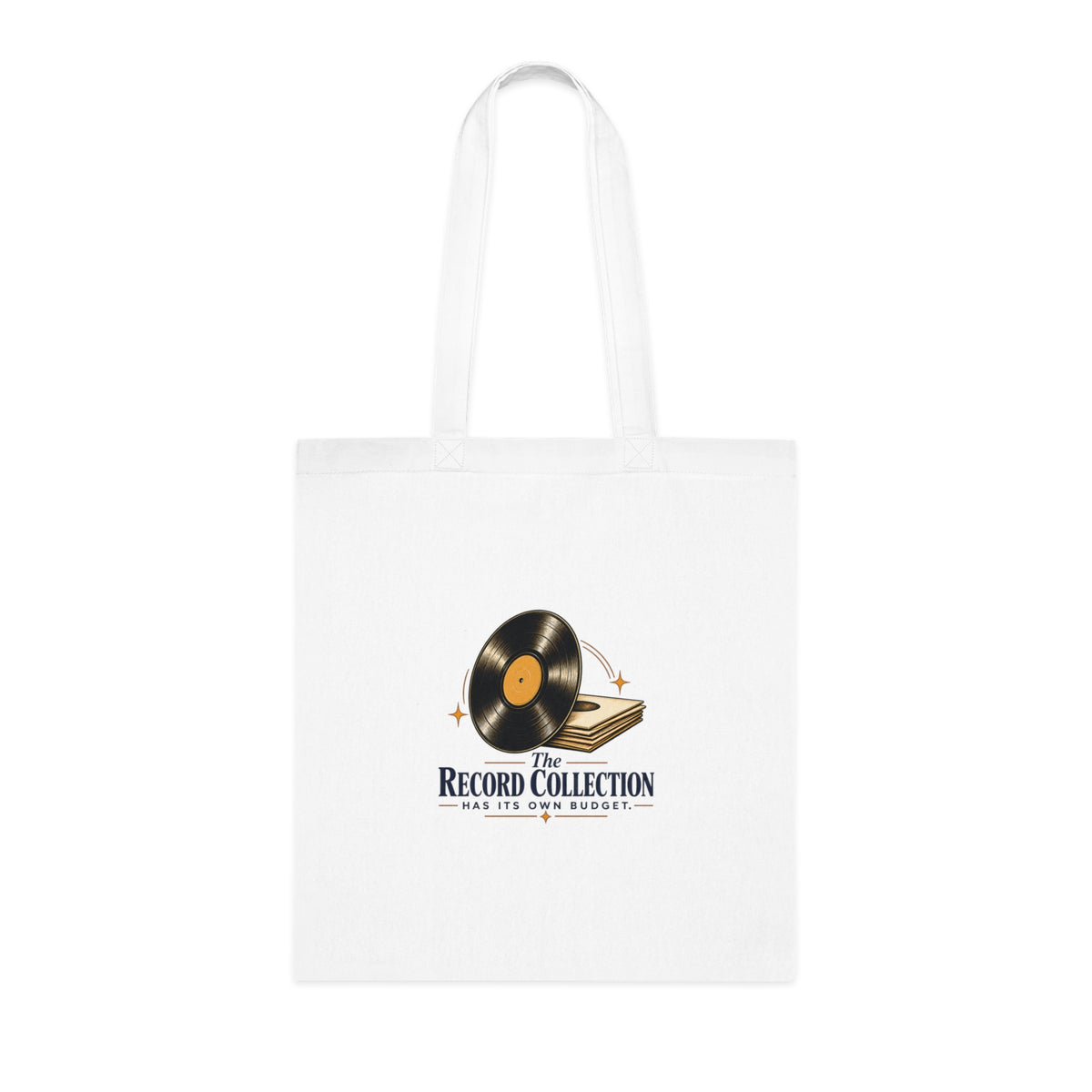 Funny Vinyl Record Tote Bag, Record Collection Budget, White Cotton Music Lover Gift