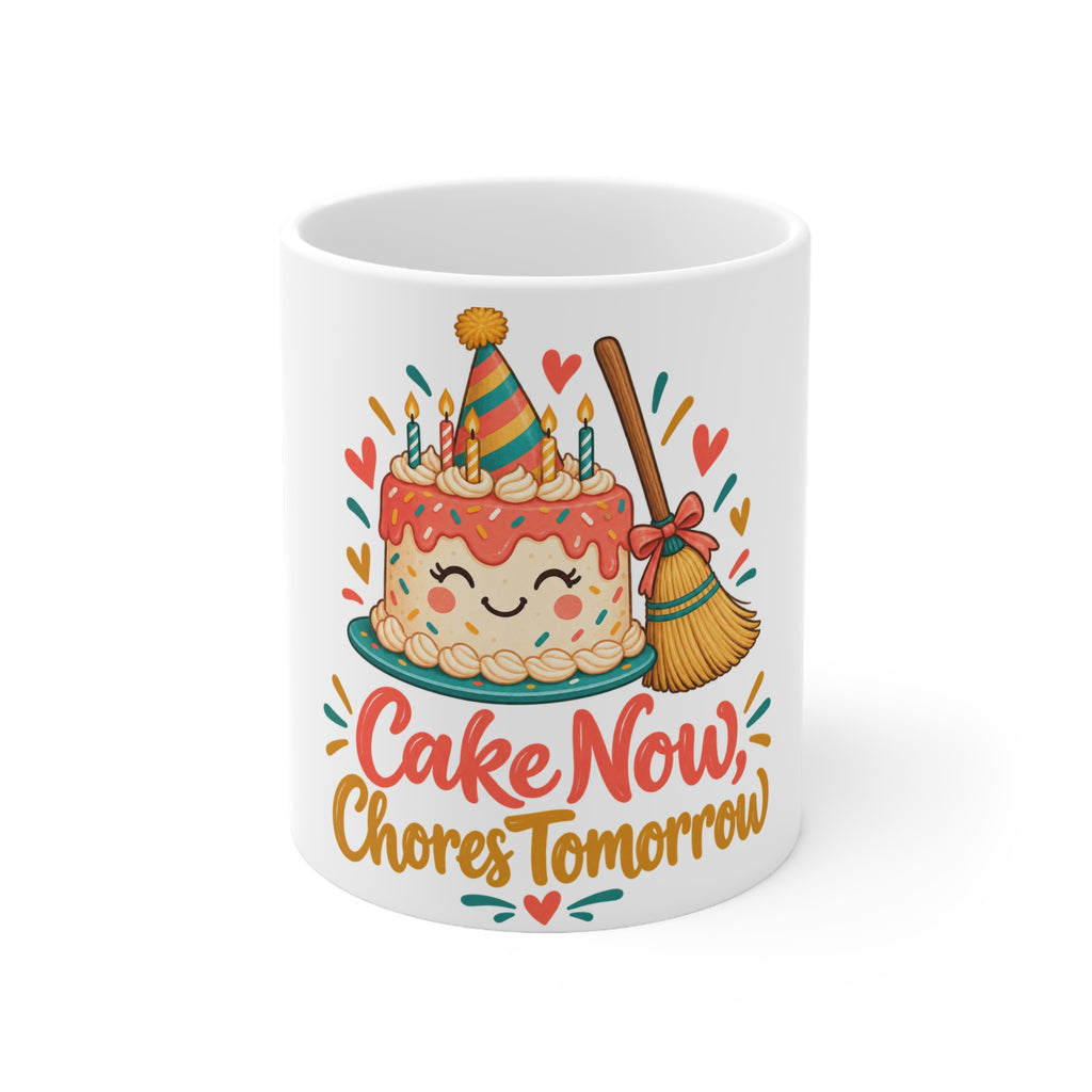 Cake Now, Chores Tomorrow | Funny Birthday Mug Gift | Banterpip