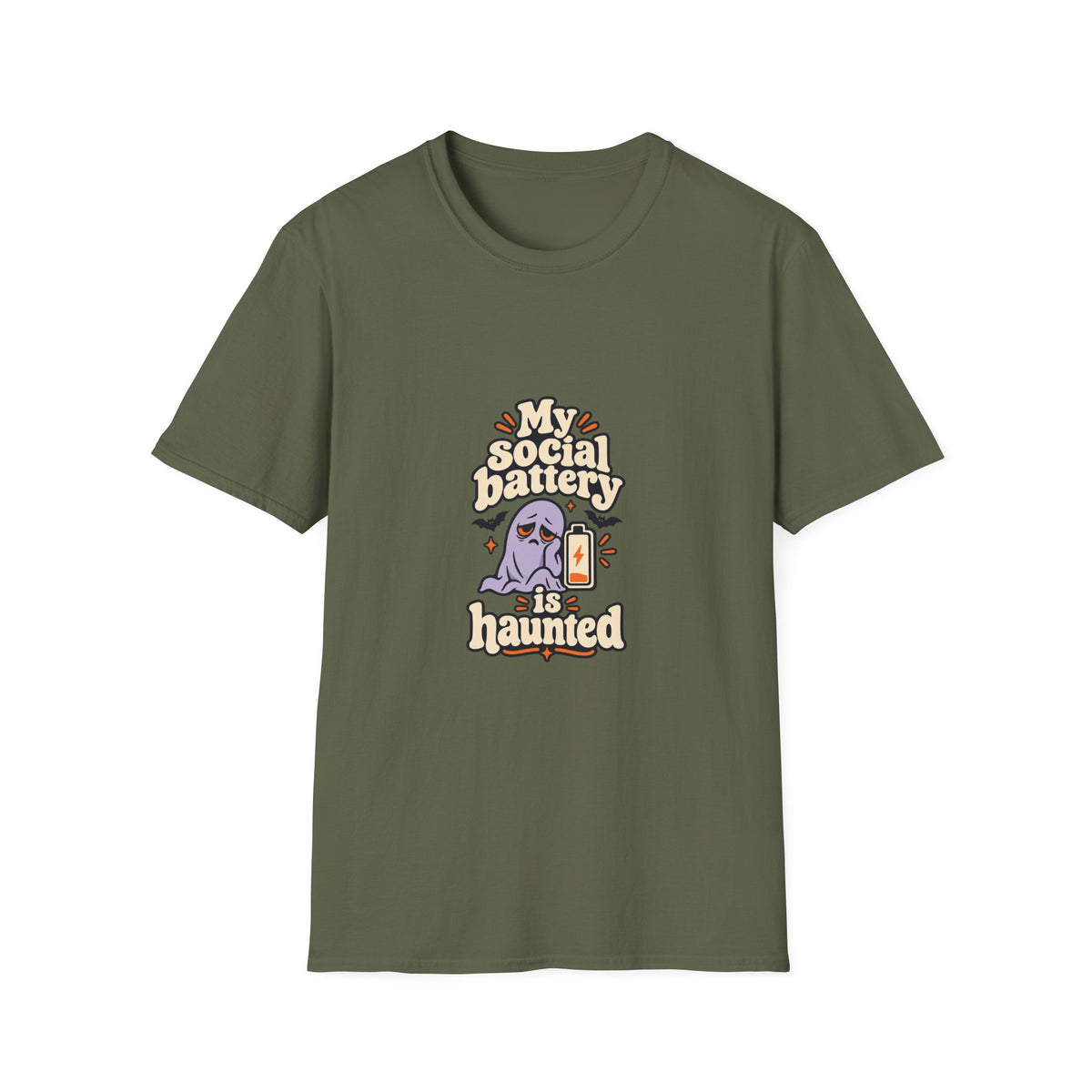 My Social Battery Is Haunted T-Shirt | Funny Halloween Ghost | Banterpip