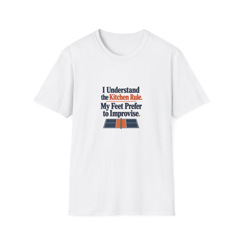 Pickleball T-Shirt, Funny Kitchen Rule Design, White Cotton