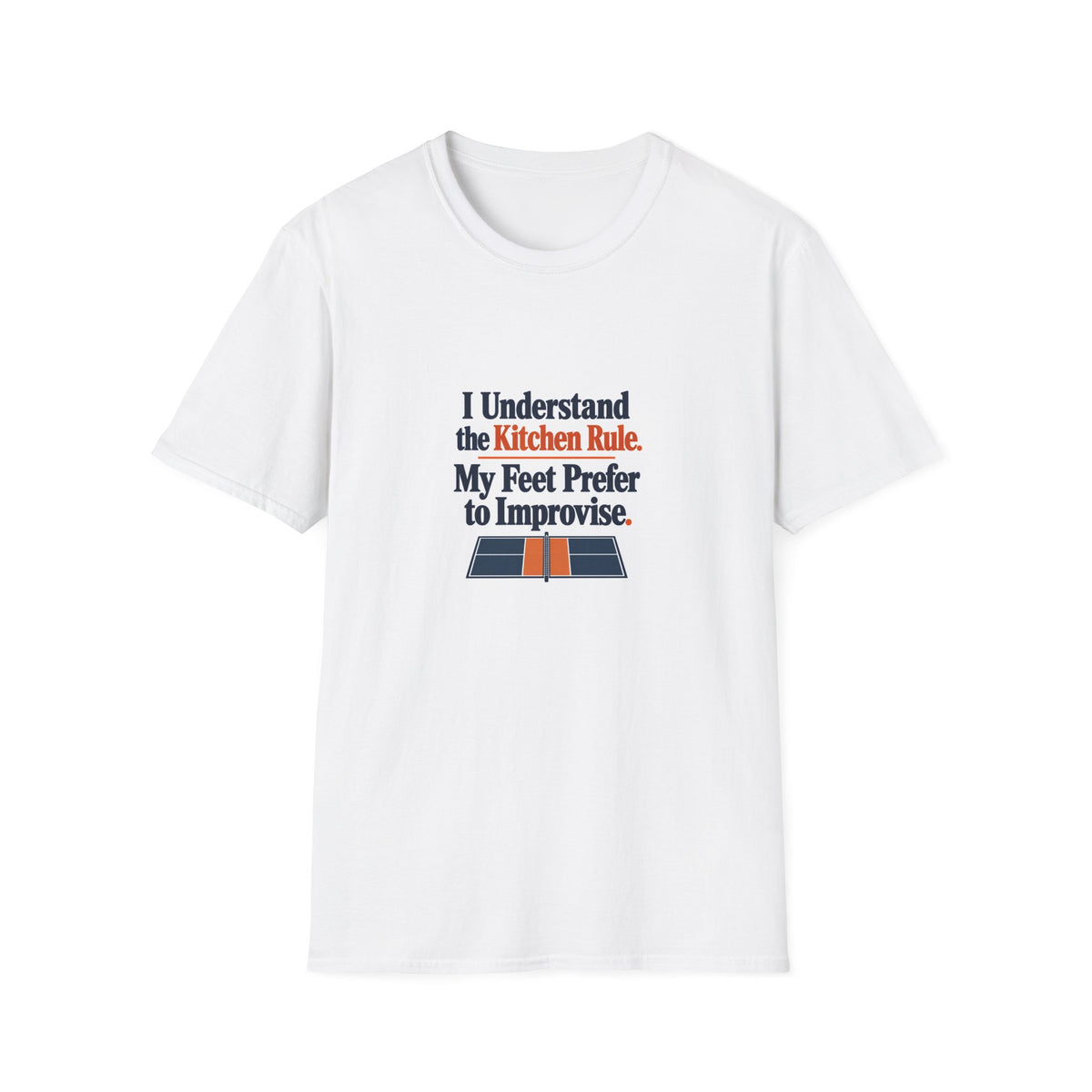 Pickleball T-Shirt, Funny Kitchen Rule Design, White Cotton