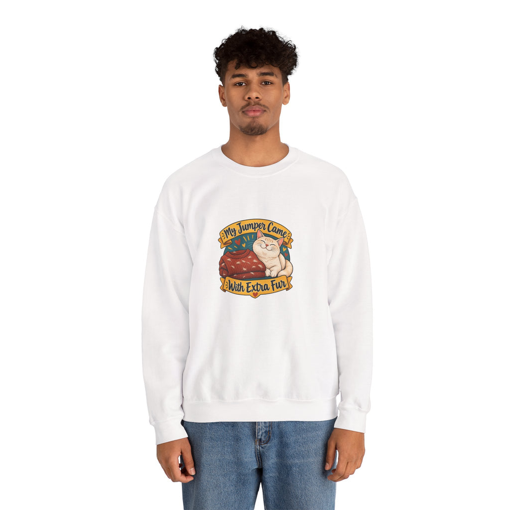 Cat Lover Sweatshirt, Extra Fur Humour, White Unisex