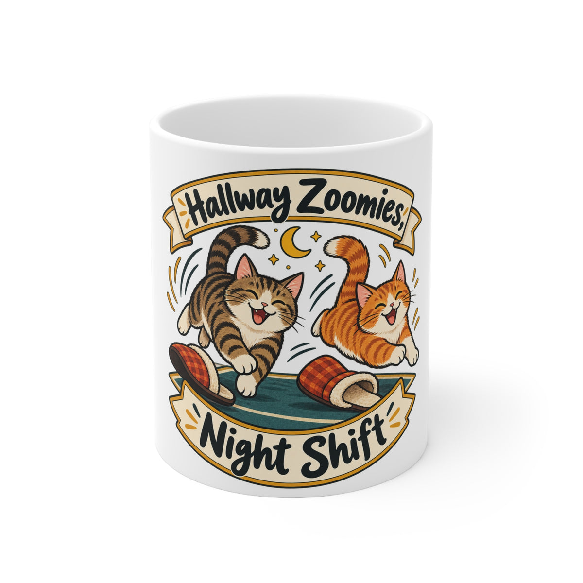 Hallway Zoomies, Night Shift | Funny Cat Owner Mug | Banterpip