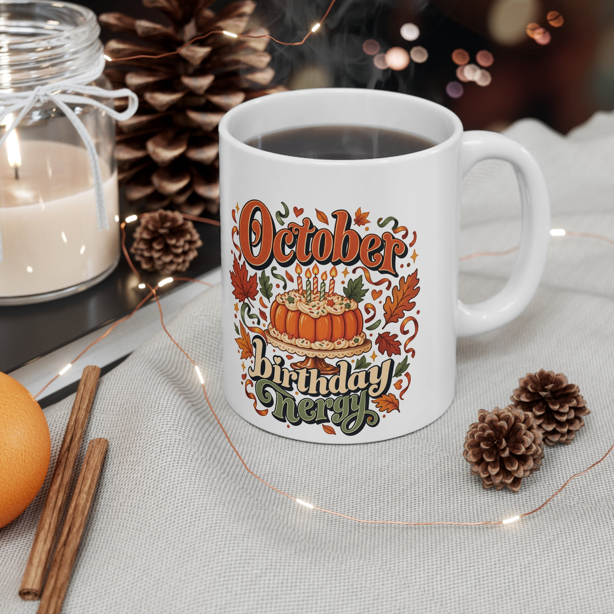 October Birthday Energy Mug | Autumn Pumpkin Cake Gift | Banterpip
