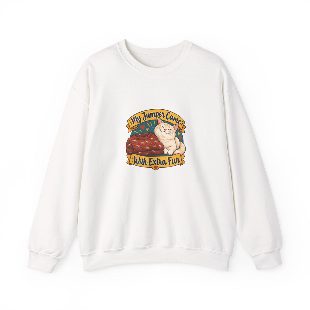Cat Lover Sweatshirt, Extra Fur Humour, White Unisex