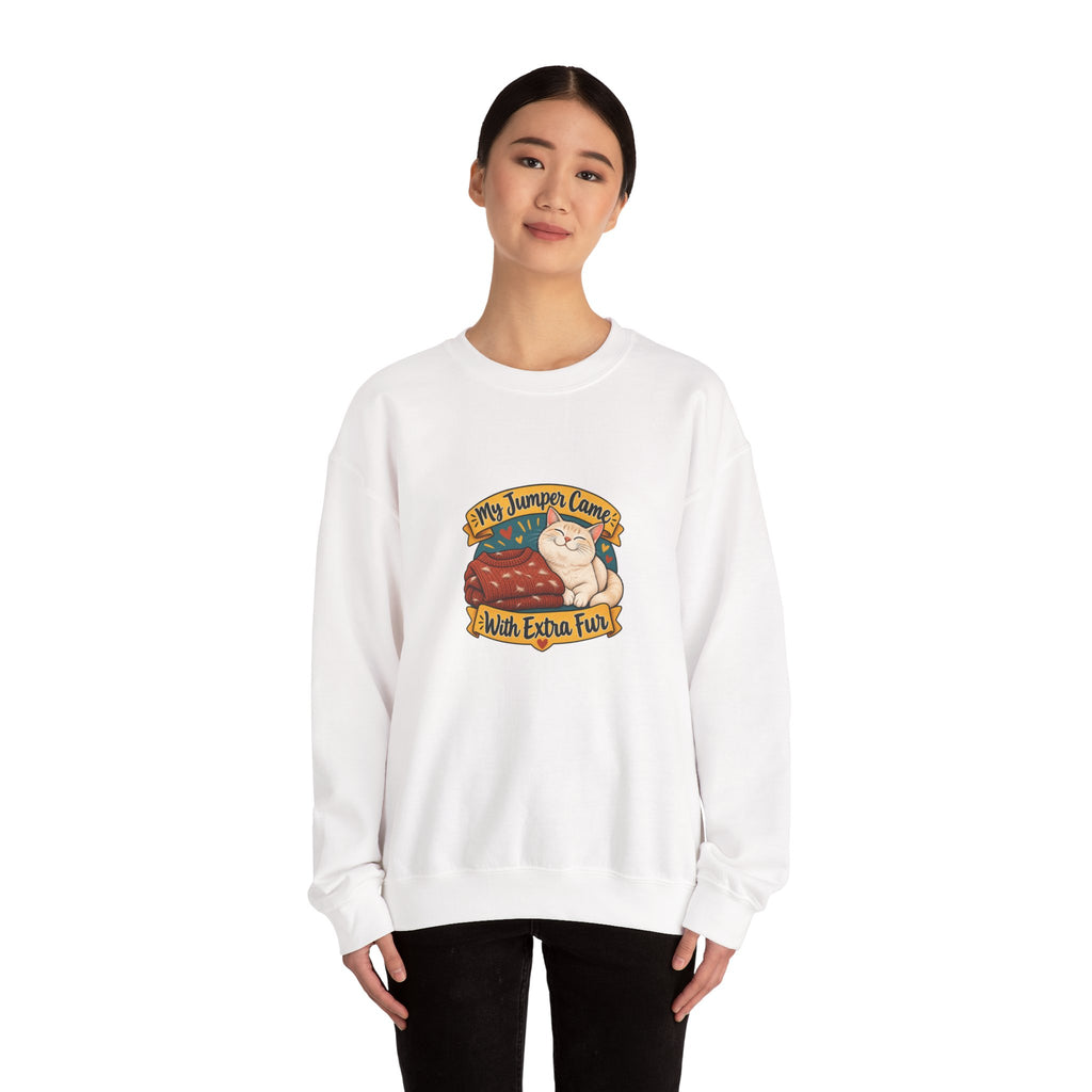Cat Lover Sweatshirt, Extra Fur Humour, White Unisex