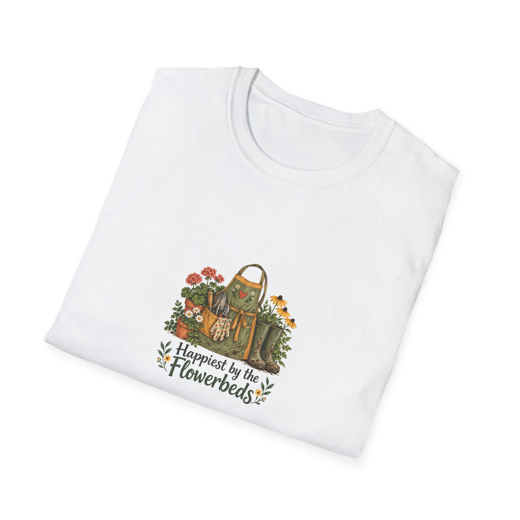 Happiest by the Flowerbeds | Gardening T-Shirt Gift | Banterpip